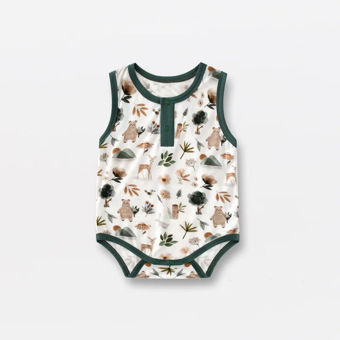 Bamboo Fiber Baby Zippered Romper Printed Baby Boy Girl Clothes Newborn One-piece Bodysuit Baby Onesie Bamboo Baby Clothing