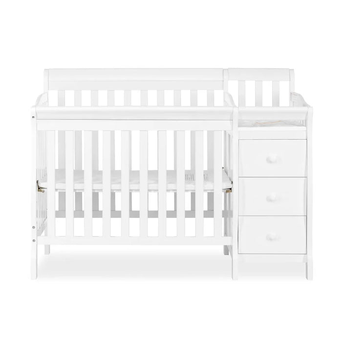 2023 New 4-in-1 Mini Convertible Crib and Changer in White,Non-Toxic Finish, New Zealand Pinewood