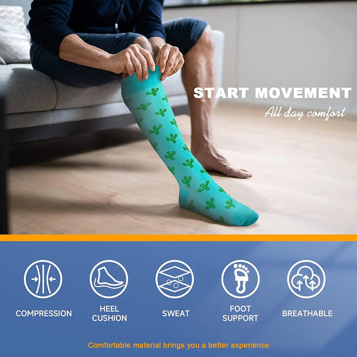 50 Styles Compression Socks Sports Happy Compression Socks Best for Anti Fatigue Pain Relief Knee High Men Women Socks