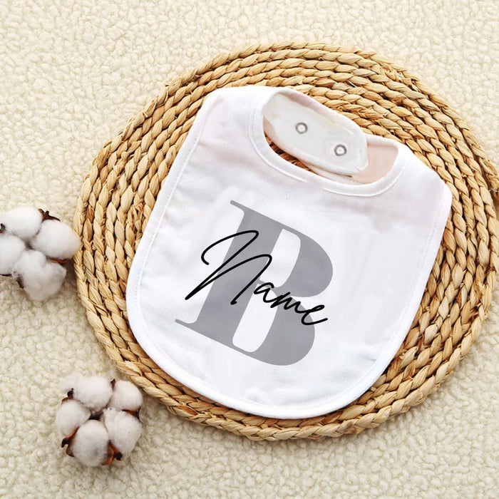 Personalised Baby Bib Bibs Custom Initial with Name Boys Cotton Infant Saliva Towel Letter Print Bib Baptism Baby Shower Gifts