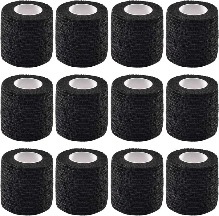 6/12/24 Black Tattoo Grip Bandage Cover Wraps Tapes Nonwoven Waterproof Self Adhesive Finger Wrist Protection Tattoo Accessories