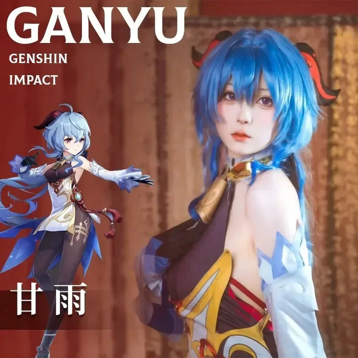 ANIMECC in Stock Ganyu Genshin Impact Gan Yu Cosplay Costume Wig Horns Anime Game Sexy Jumpsuit Halloween Party Outfit for Women