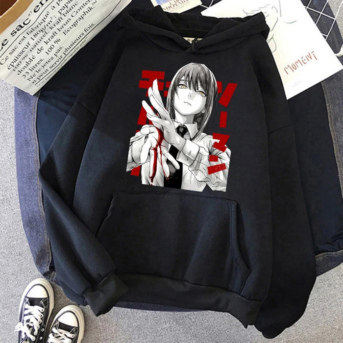Chainsaw Man Anime Women Hoodies Plus Size Sweatshirt Harajuku Female Long Sleeve Pullover Casual Streetwear Clothes Tops