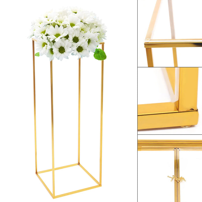 Transparent Top Flower Floor Stand Metal Column Flower Stand Arrangement For Wedding Party Dinner Centerpiece Decoration