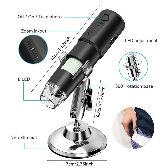 Wifi Microscope Camera 1000X Digital Magnifier for Android IOS iPhone iPad Electronic Stereo Wireless Video Microscope Camera