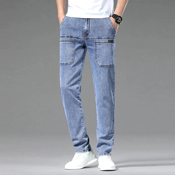 2023 New Men's Slim Jeans Stretch Skinny Multi Pocket Fashion Designer Denim Trousers Male Brand Clothes Pants Streetwear