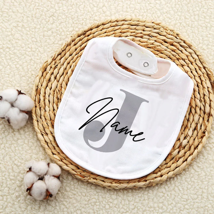 Personalised Baby Bib Bibs Custom Initial with Name Boys Cotton Infant Saliva Towel Letter Print Bib Baptism Baby Shower Gifts