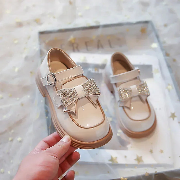 Children‘s Leather Shoes for Toddlers Girls Party Flats Kids Loafers Bowtie 4-9y New Arrival TB2308