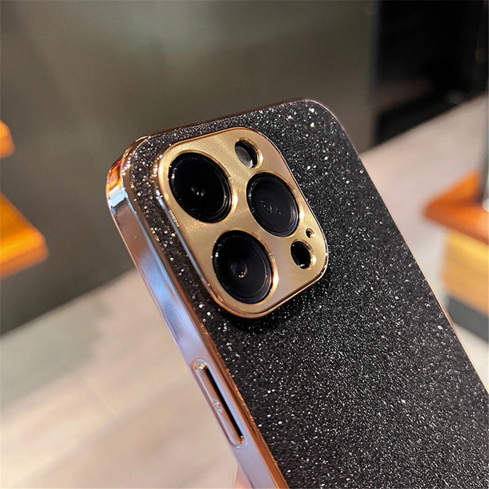 Luxury Plating Bling Glitter Rhinestones Gem Diamond Phone Case For iPhone 15 13 12 11 14 Pro Max Camera Protection Soft Cover