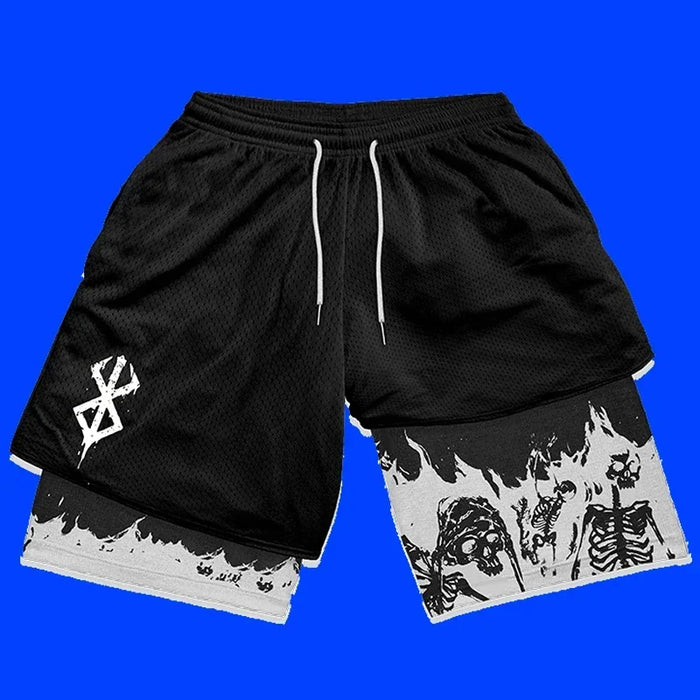 Y2K Summer Men Streetwear Anime High Waist Oversize Breathable Gym Short Pants Training Fitness Workout Track Shorts Clothes