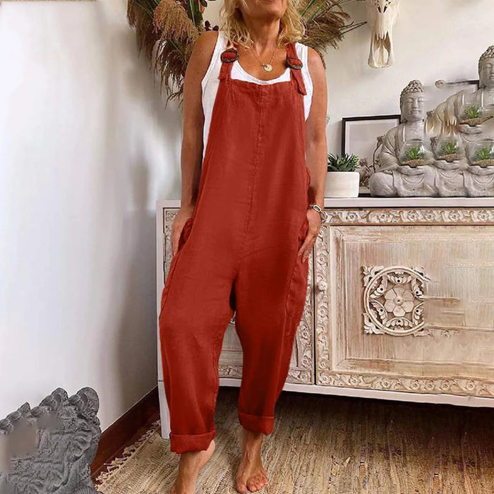 Cotton Blend Plus Size Jumpsuit Women 2023 AutumnCasual Solid Overalls Bodysuits Oversized Wide Leg Pants Female Clothing  Rompe