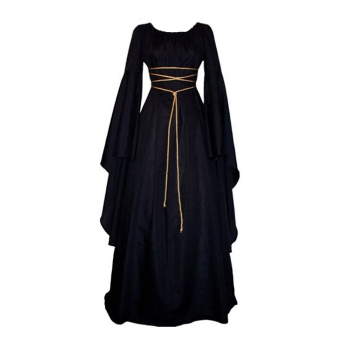 Autumn Winter Women's Long Sleeved Round Neck Belt Irregular Dress Halloween Costume 2023