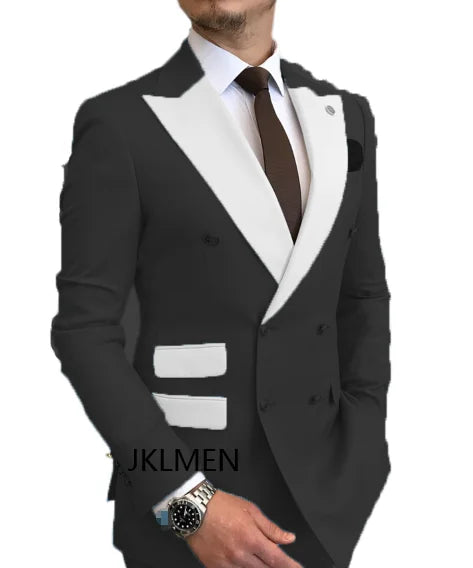 Costumes Pour Hommes Light Blue Smoking Jacket Pants Gold Buttons Party Tuxedo Dress Double Breasted Men Suits For Wedding Groom