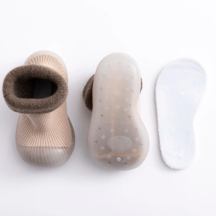 Baby Winter Warm Fluffy Long Sock Shoes Toddler Boys Girls Soft Rubber First Walkers 6M-3T Children Indoor Anti-slip Floor Shoes