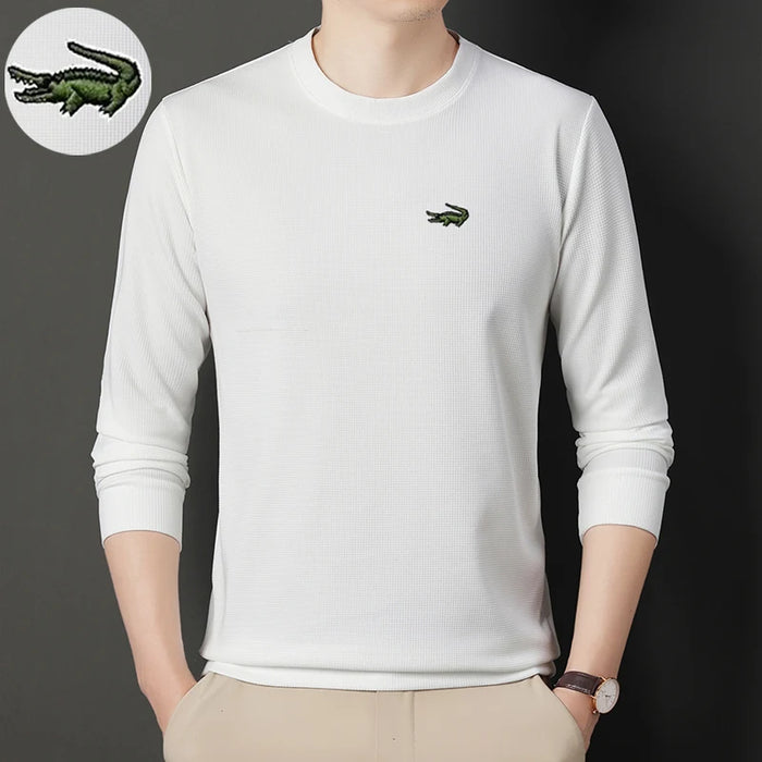 High quality Men's Long Sleeve T-shirt Spring And Autumn Cotton Embroidered Polo Shirt Lapel Men's Clothing Base Shirt Loose