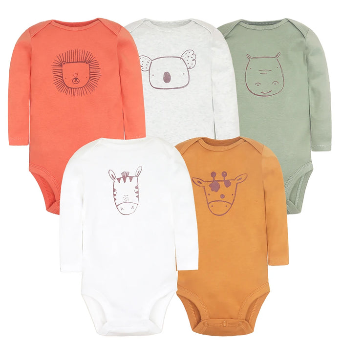 Newborn Baby Bodysuits Long Sleeve Baby Girl Jumpsuit 2023 Unisex 5-pack Cotton Baby Boy Clothes Cartoon Infantil Clothing