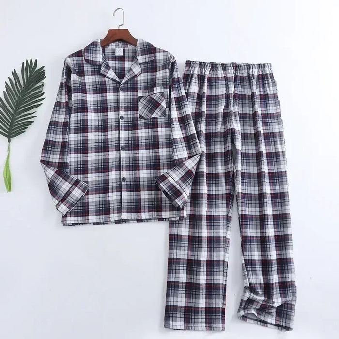 Men's Home Suits Long-sleeved Trousers Suits for Autumn and Winter Pijamas for Men Flannel Plaid Design Pajamas for Men