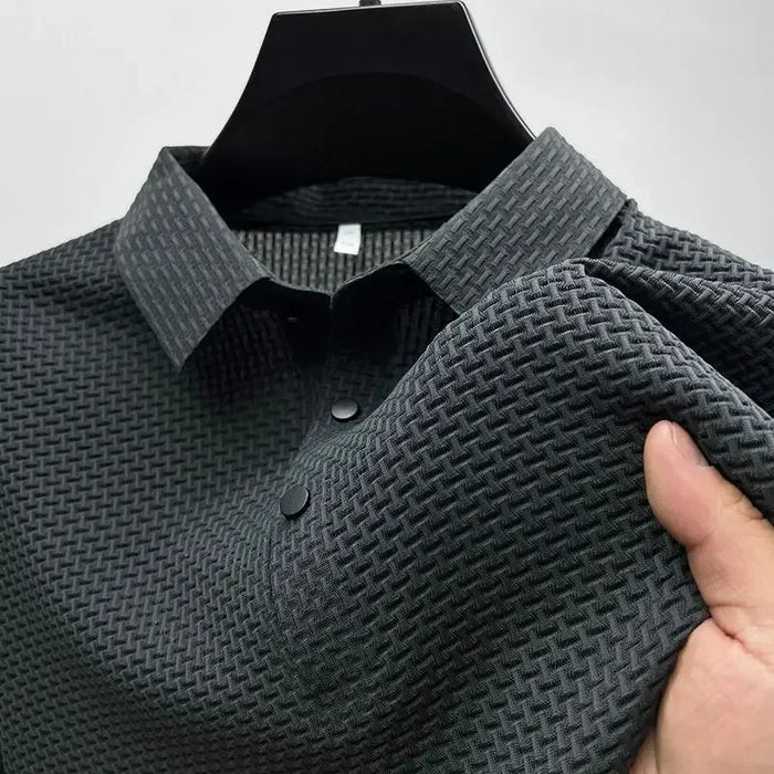 Upto 5XL Summer New Men's Lop-up Hollow Short-sleeved Polo Shirt Ice Silk -VIP Link