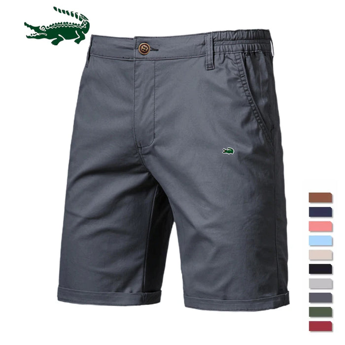 2023 New Summer 100% Cotton Solid Shorts Men High Quality Casual Business Social Elastic Waist Men Shorts 10 Colors Beach Shorts