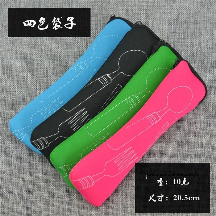 Picnic Set Tableware Washable with Zipper Travel Cutlery Kit Case Portable Pouch for Dinner Household Tool Travel Camping Spoon