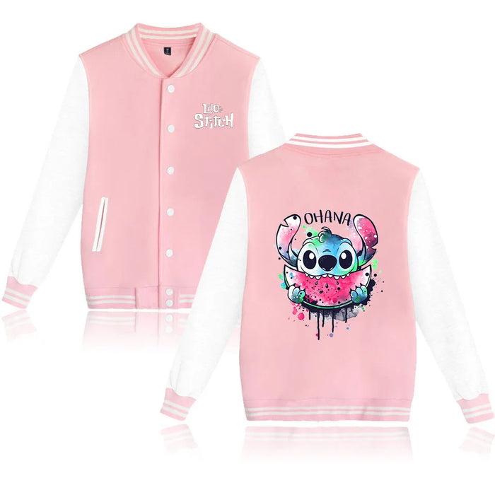 Disney Lilo Stitch Baseball Jacket Men Women Hip Hop Harajuku Jackets Streetwear Kids Boys Girls Loose College Coats