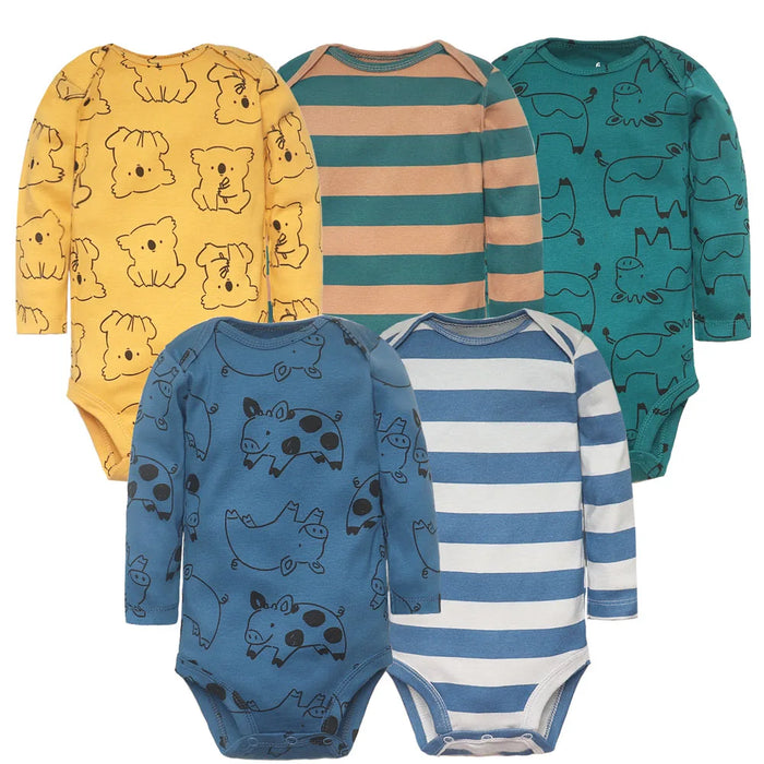 Newborn Baby Bodysuits Long Sleeve Baby Girl Jumpsuit 2023 Unisex 5-pack Cotton Baby Boy Clothes Cartoon Infantil Clothing