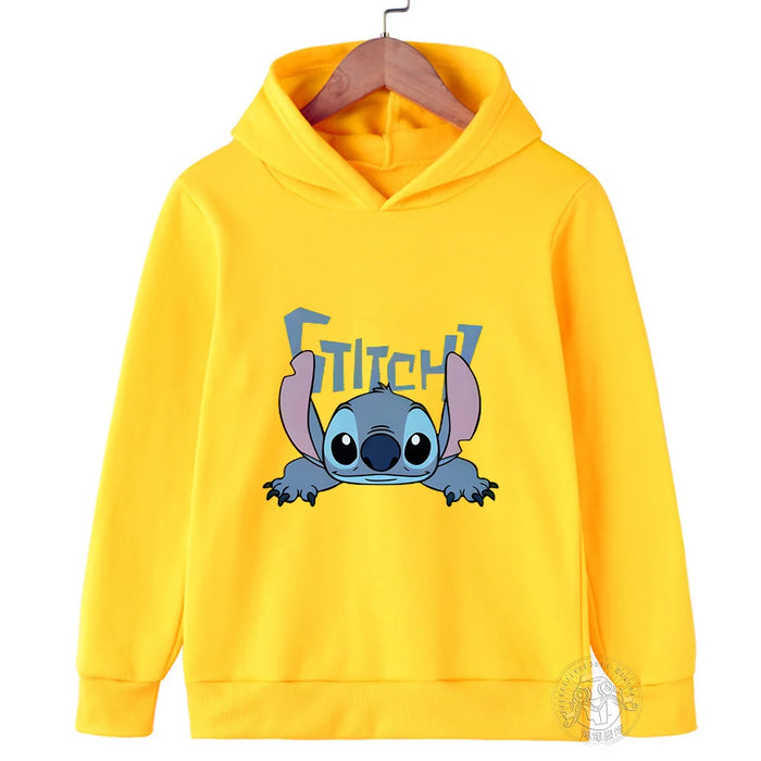 Children Hoodies Stitch Kawaii Fashion Pullover Sweatshirt Anime Manga Cartoons Girls Boy Kids autumn Casual Clothes Tops