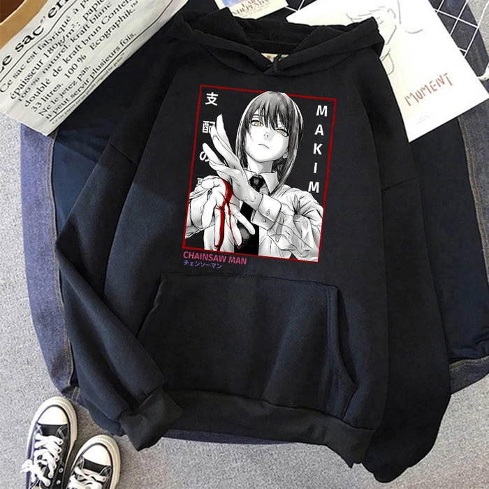 Chainsaw Man Anime Women Hoodies Plus Size Sweatshirt Harajuku Female Long Sleeve Pullover Casual Streetwear Clothes Tops