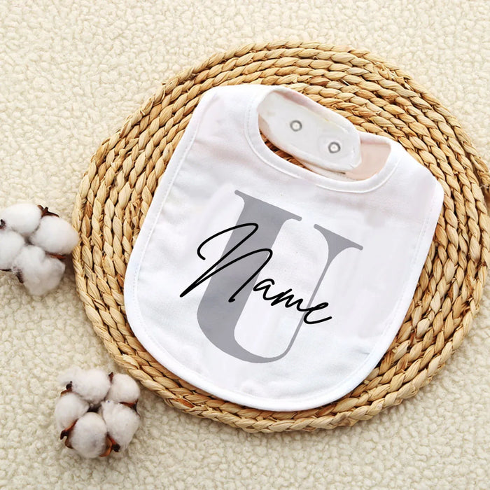 Personalised Baby Bib Bibs Custom Initial with Name Boys Cotton Infant Saliva Towel Letter Print Bib Baptism Baby Shower Gifts