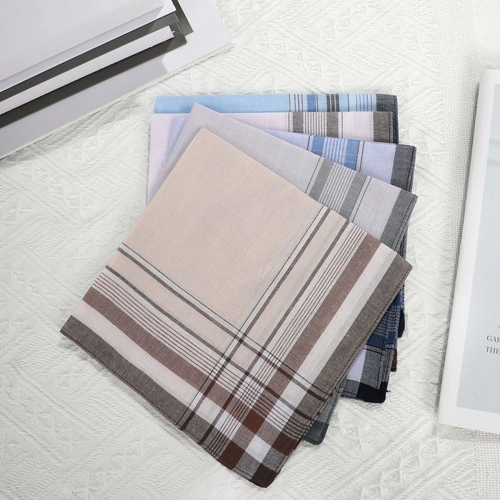 5Pcs/lot Square Plaid Stripe Handkerchiefs Men Classic Vintage Pocket Pocket Cotton Towel For Wedding Party 38*38cm Random