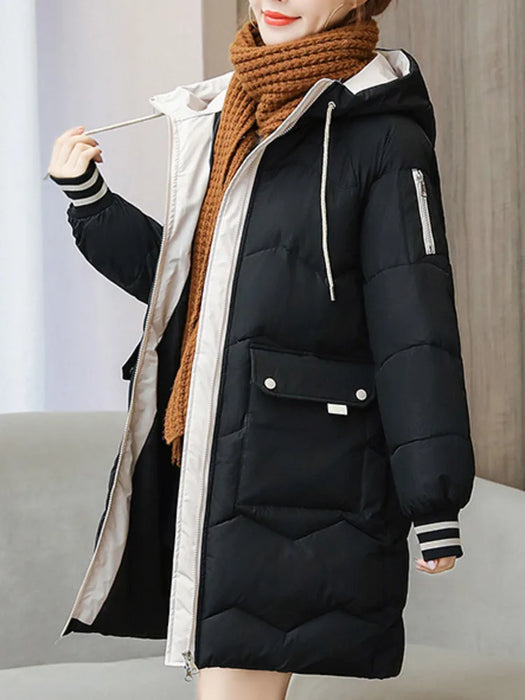 2023 Autumn Winter Women Jacket Coats Long Parkas Thick Warm Jackets Windproof Casual Coat Female Down Cotton Hooded Overcoat
