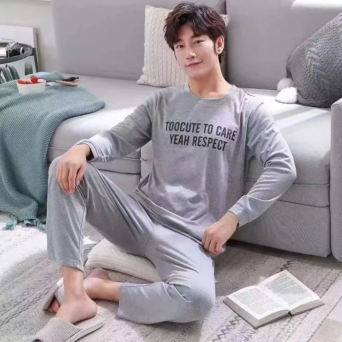 New Arrival Pajamas Men's Cotton Long-sleeved Striped Spring and Autumn Men's Teen Winter Homewear 2-Piece Suit