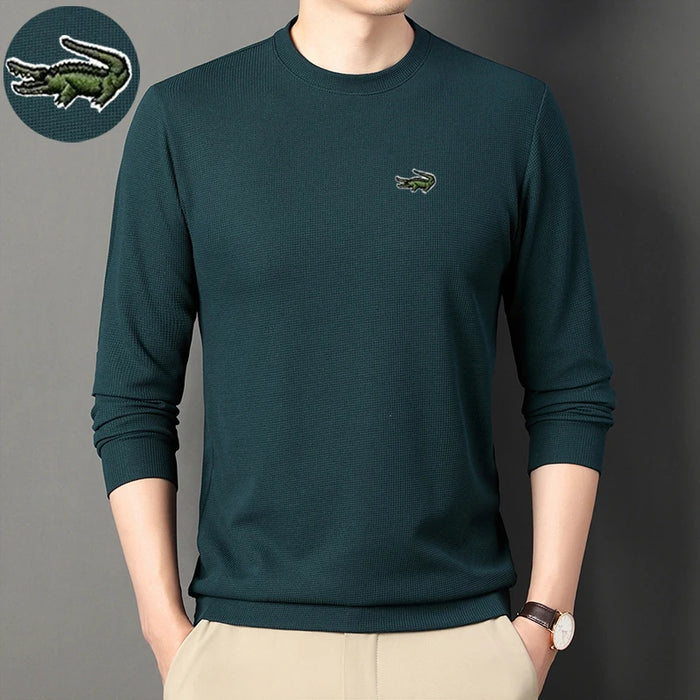 High quality Men's Long Sleeve T-shirt Spring And Autumn Cotton Embroidered Polo Shirt Lapel Men's Clothing Base Shirt Loose