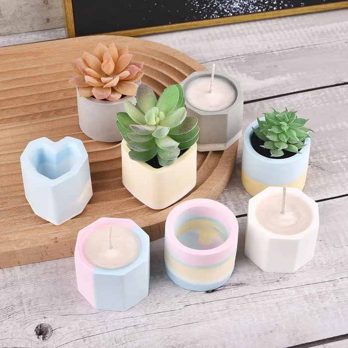 3 Hole Round Concrete Flower Pot Vase Silicone Mold Gypsum Concrete Mould For Succulent Flower Pot DIY Aromatherapy Candle Decor