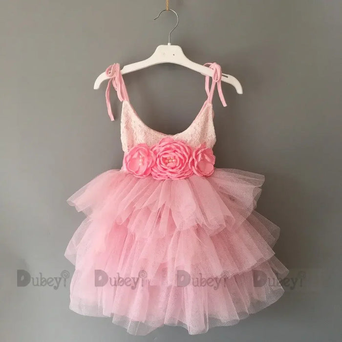 Beautiful flower girls wedding dress children party tutu gown for kids children flowers sashes princess sling summer dress