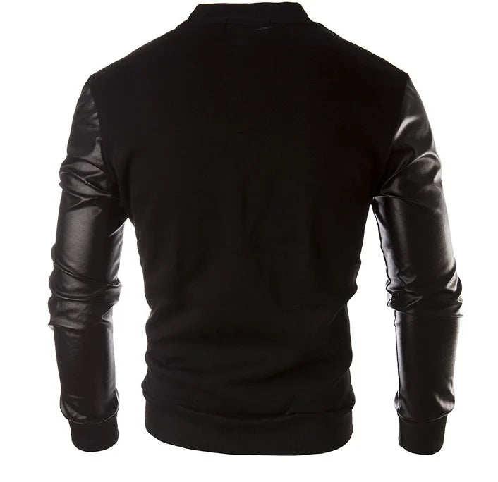 Custom Your Logo Pu Leather Sleeve Men's Patchwork Baseball Jacket Winter Autumn Male Outdoor Coat Streetwear