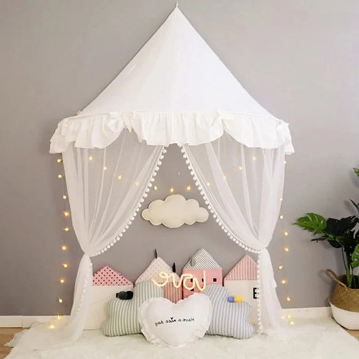 Kids Teepee Tents Children Play House Castle Cotton Foldable Tent Canopy Bed Curtain Baby Crib Netting Girls Boy Room Decoration