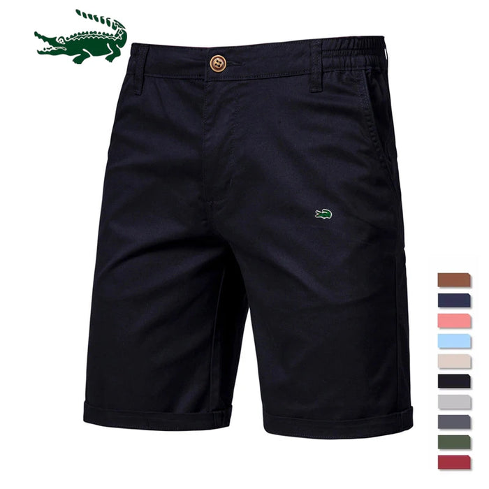 2023 New Summer 100% Cotton Solid Shorts Men High Quality Casual Business Social Elastic Waist Men Shorts 10 Colors Beach Shorts