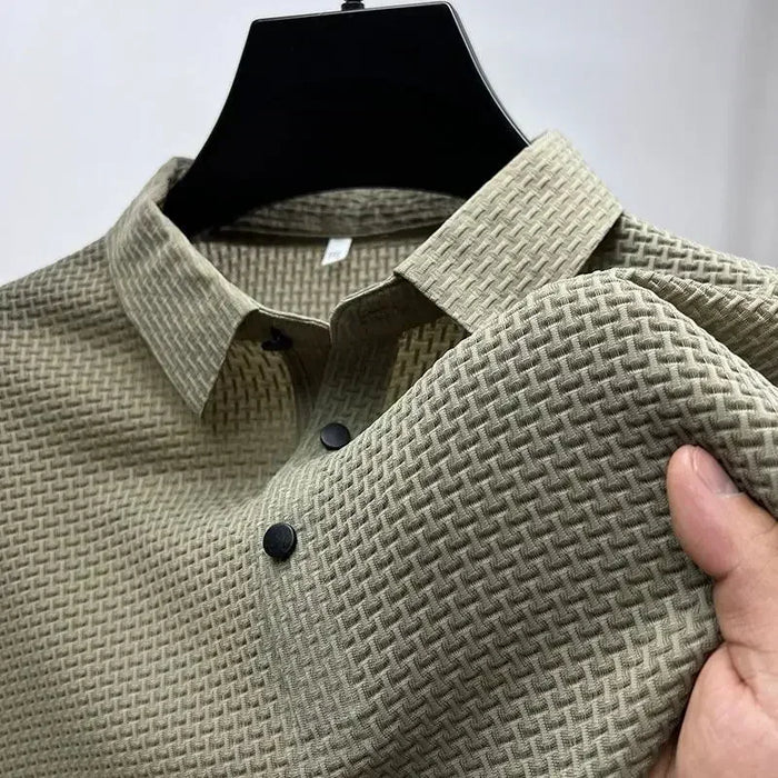 Upto 5XL Summer New Men's Lop-up Hollow Short-sleeved Polo Shirt Ice Silk -VIP Link