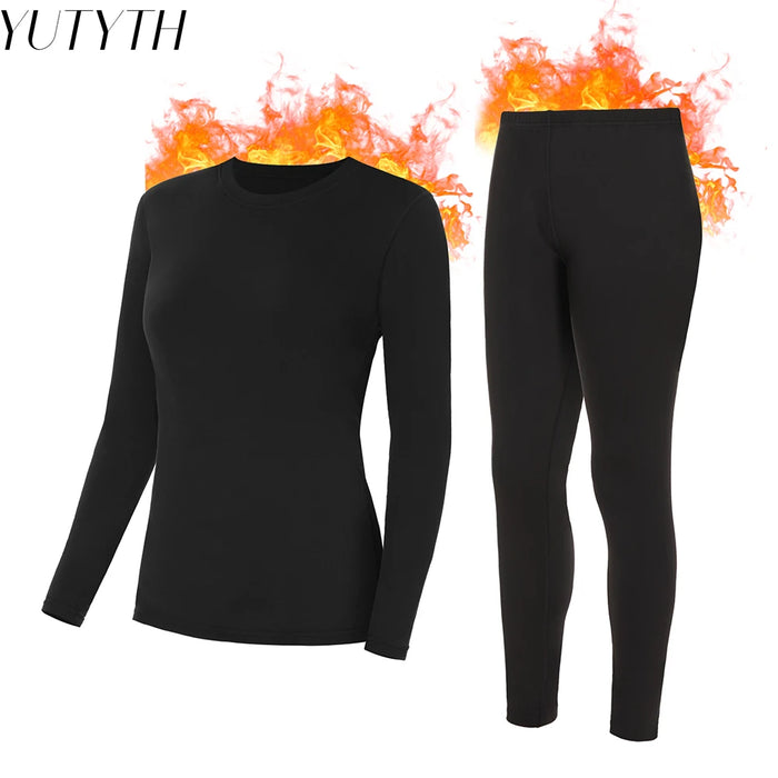 Winter Thermal Underwear Set for Women Long Johns Slim Body and High Elasticity Cold Weather Pajamas Top Bottom Ladies Suit