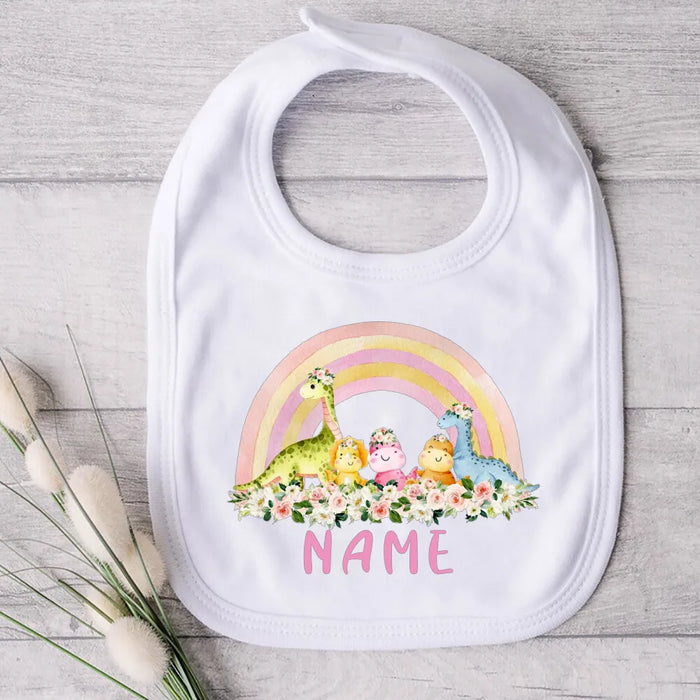 Personalised Baby Bibs Custom Animal with Name Boys Girls Cotton Bib Newborn Saliva Towel newborn wild one Infant Shower Gifts