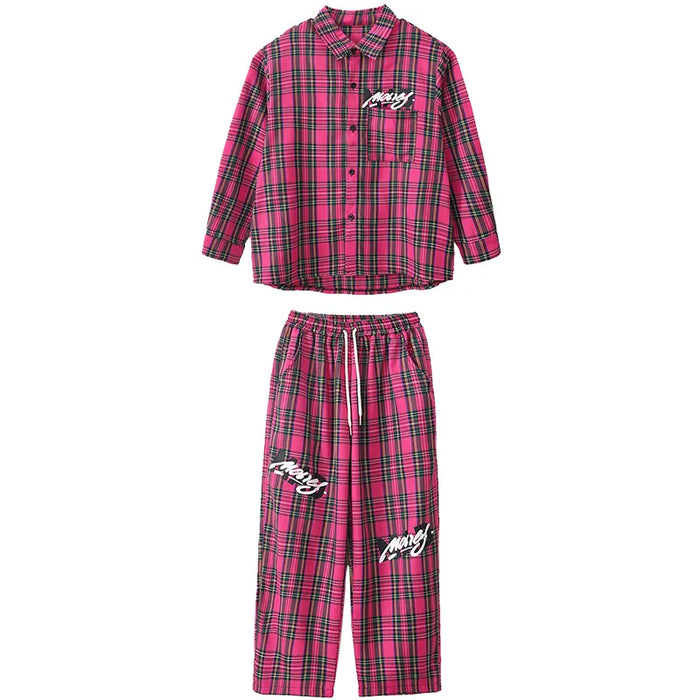 Street Dance Children's Trendy Clothes Loose Checkerboard Set Boys and Girls Hip Hop Performance Clothing Jazz Dance Clothing