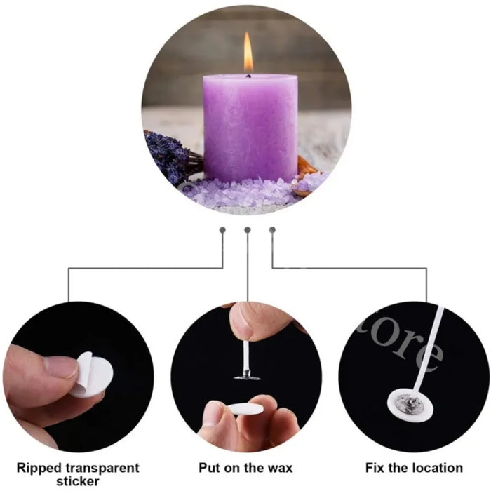100pc Adhesive Candle Wick Stickers 20mm Foam Heat-Resistant Double-Sided Wax Fixed Base Holder Stand Candle Making Supplies