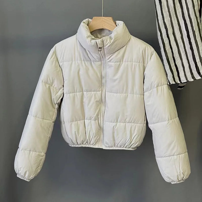 2023 New Autumn Winter Short Parkas Jacket Women Warm Zipper Loose Down Coat Female Cotton Jacket Solid Thick Windproof Outerwea