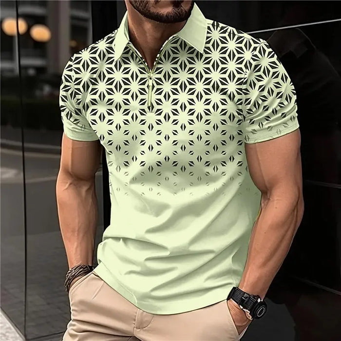New Summer T Shirts for Men 2023 Short Sleeve Turn-down Collar Letter Printing Button Striped Polo Tees Fashion Pullover Tops