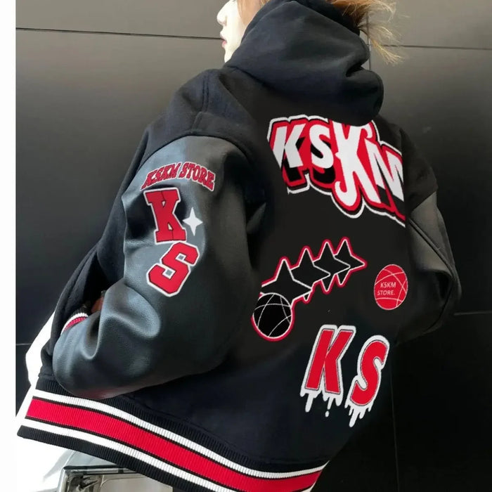 Men's spring and autumn baseball uniform Y2K retro trend leather jacket heavy industry embroidery white short coat ins hot sale
