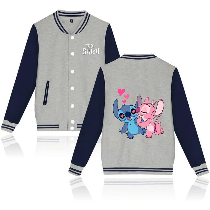 Disney Lilo Stitch Baseball Jacket Men Women Hip Hop Harajuku Jackets Streetwear Kids Boys Girls Loose College Coats