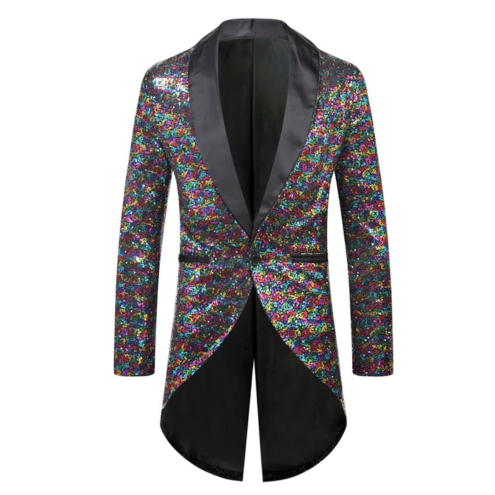 Shiny Gold Sequin Glitter Embellished Blazer Jacket Men Nightclub Prom Suit Blazer Men Costume Homme Stage Clothes For singers