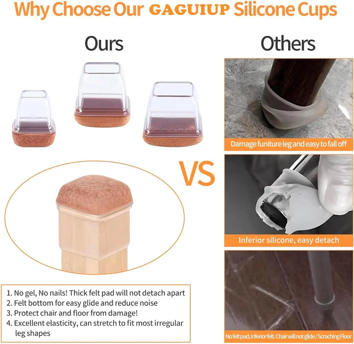 Table Chair Leg Protector Covers Thick Rubber Felt Bottom Furniture Pads Floor Protectors Feet Caps No Scratches Reduce Noice