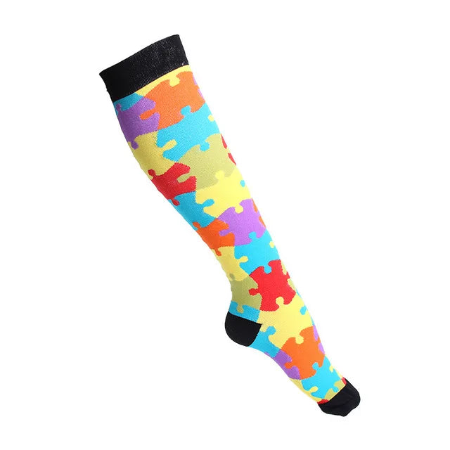 Compression Socks Men's Varicose Veins Diabetes Women's Long Tube Sports Socks Running Riding Medical Nurse Blood Circulation